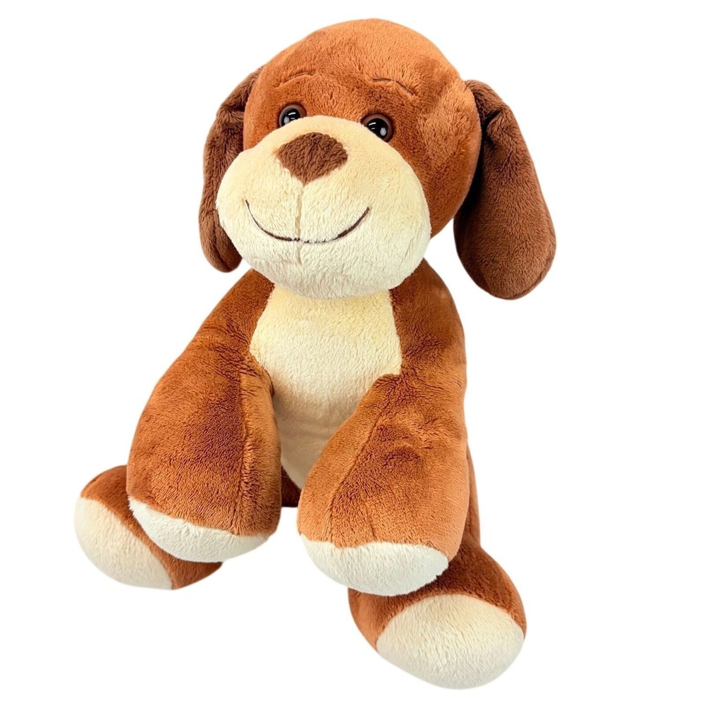 Build-A-Bear Velvet Hugs Puppy Dog Plush Kids 15" Brown Cream Stuffed Animal
